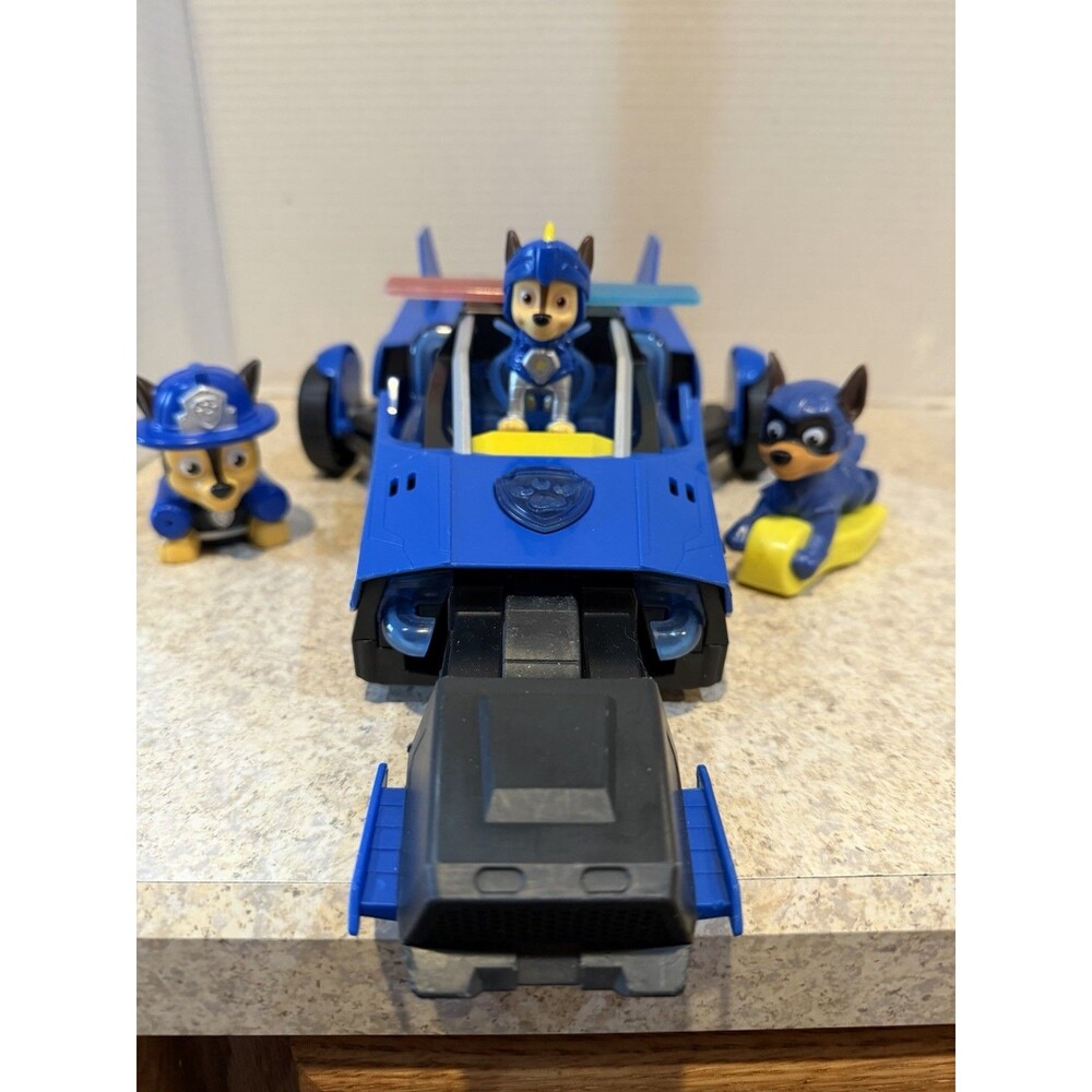 PAW Patrol Chase Flip & Drive Transforming Vehicle Truck + 3 Figures Lot